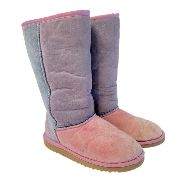 UGG Classic II Tall Patchwork Pastel Boots Size Kids 3 - Picture 1 of 9